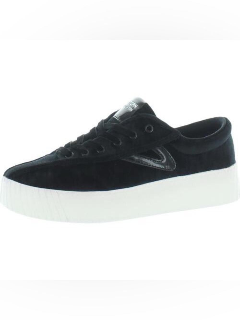 Tretorn Black Velvet Low-Top Sneakers with White Platform